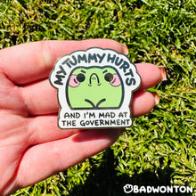 Load image into Gallery viewer, Froggo My Tummy Hurts Enamel Pin
