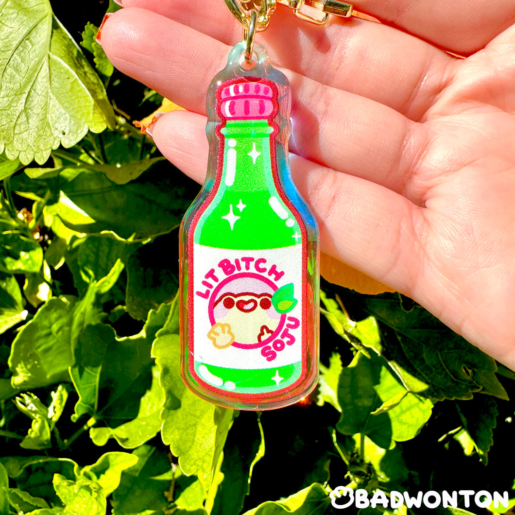 Lit Bitch Soju Rainbow Acrylic Keychain
