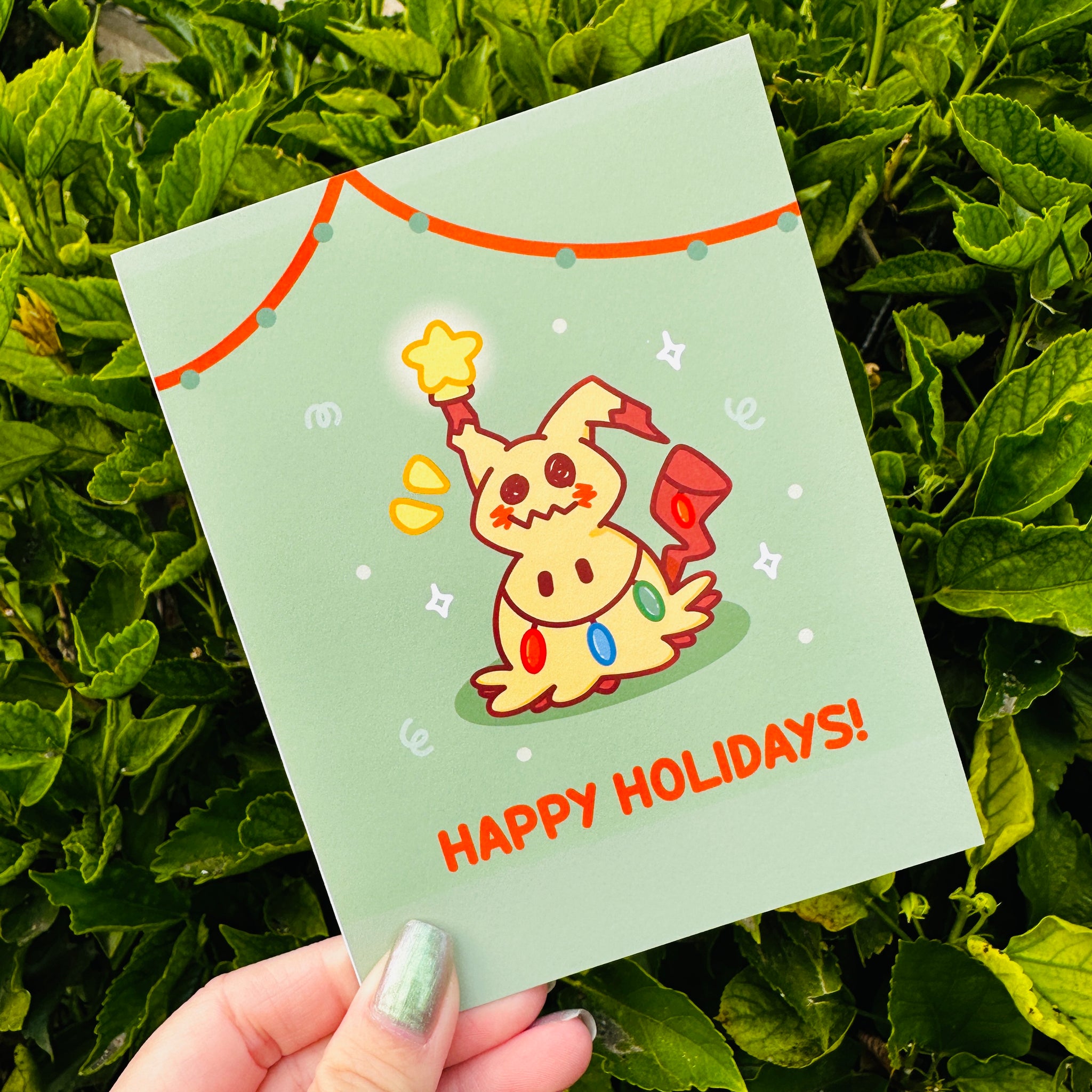 Mimikyu Tree Holiday Greeting Card – badwonton